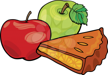 Royalty Free Clipart Image of Apples and a Piece of Pie