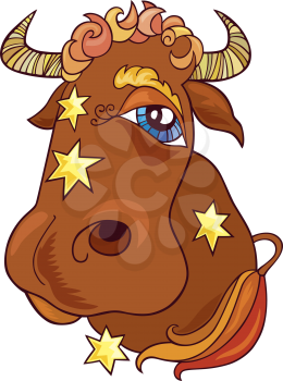 Royalty Free Clipart Image of a Bull for the Zodiac Sign of Taurus