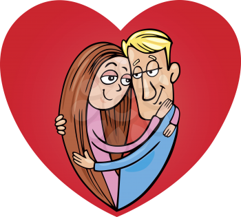 Royalty Free Clipart Image of a Loving Couple in a Heart