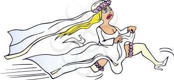 Royalty Free Clipart Image of a Running Bride