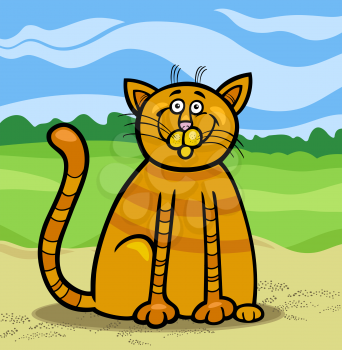 Royalty Free Clipart Image of a Happy Cat Outside