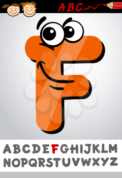 Cartoon Illustration of Cute Capital Letter F from Alphabet for Children Education