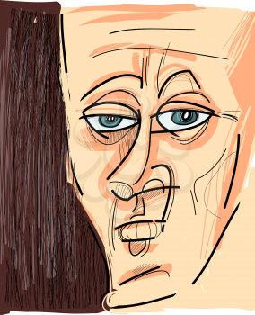 Sketch Cartoon Caricature Illustration of Man Face