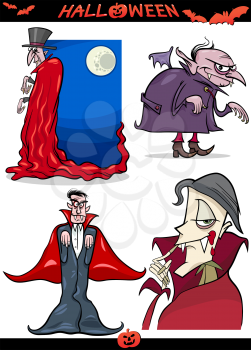 Cartoon Illustration of Halloween Holiday Themes like Vampire or Count Dracula