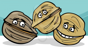 Royalty Free Clipart Image of Cartoon Walnuts