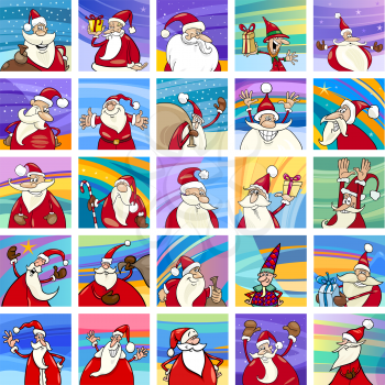 Cartoon illustration of Christmas holiday Santa Claus characters set