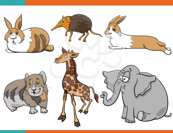 Cartoon illustration of cute animals comic characters set