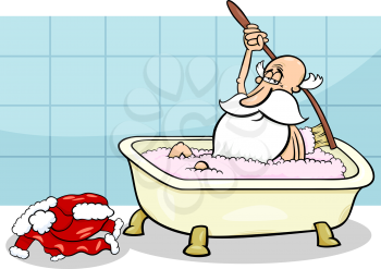 Royalty Free Clipart Image of Santa in the Bath