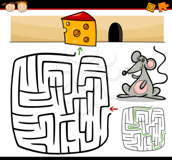 Royalty Free Clipart Image of a Mouse Maze and Cheese