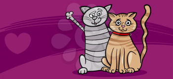 Royalty Free Clipart Image of Cats in Love