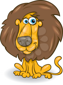 Cartoon Illustration of Big African Lion Animal