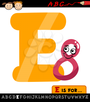 Cartoon Illustration of Capital Letter E from Alphabet with Eight Number for Children Education