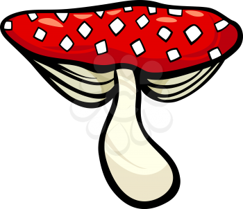 Cartoon Illustration of Red Toadstool Poison Fungus