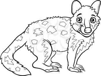 Black and White Cartoon Illustration of Cute Tiger Quoll Animal for Coloring Book