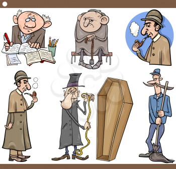 Cartoon Illustration Set of Retro People Characters
