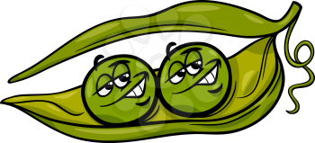 Cartoon Humor Concept Illustration of Like Two Peas in a Pod Saying or Proverb