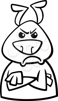 Black and White Cartoon Illustration of Funny Dog Expressing Angry Mood or Emotion for Coloring Book