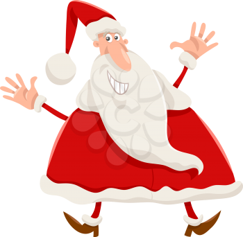 Cartoon Illustration of Happy Christmas Santa Claus 