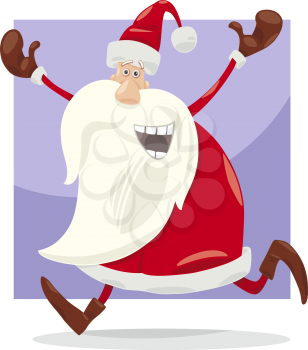 Cartoon Illustration of Happy Santa Claus on Christmas Time