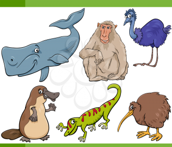 Cartoon Illustration of Funny Wild Animals Set