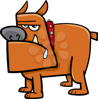 Cartoon Illustration of Bull Dog in Collar