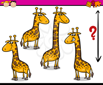 Cartoon Illustration of Education Game for Preschool Children with Giraffe