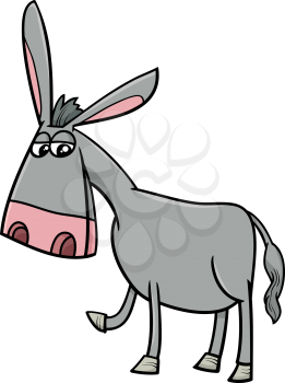 Cartoon Illustration of Donkey Farm Animal Character