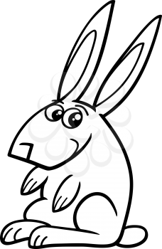 Black and White Cartoon Illustration of Rabbit Farm Animal Character for Coloring Book