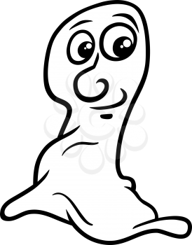 Black and White Cartoon Illustration of Ghost or Phantom Halloween or Fantasy Character for Coloring Book