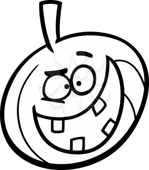 Black and White Cartoon Illustration of Funny Halloween Pumpkin Clip Art for Coloring Book