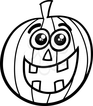 Black and White Cartoon Illustration of Jack Lantern for Coloring Book