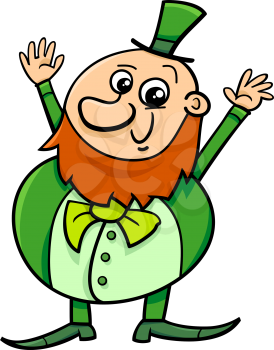 Cartoon Illustration of Happy Leprechaun on Saint Patrick Day