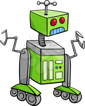 Cartoon Illustration of Robot Science Fiction Character