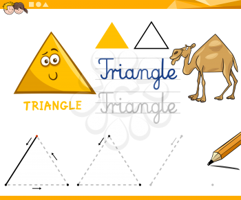 Educational Cartoon Illustration of Triangle Basic Geometric Shape for Children