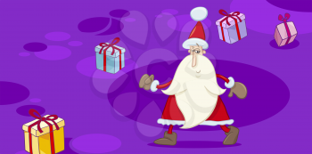 Greeting Card Cartoon Illustration of Santa Claus Character on Christmas Time