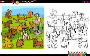 Cartoon Illustration of Dog Animal Characters Coloring Book Activity