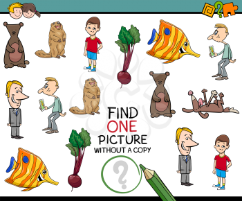Cartoon Illustration of Educational Activity of Finding Single Picture for Children