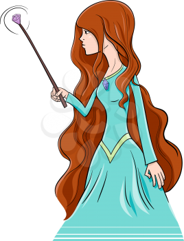 Cartoon Illustration of Witch Woman Fantasy Character