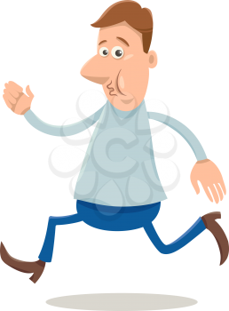 Cartoon illustration of Funny Running Man Character