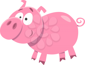 Cartoon Illustration of Cute Pig Farm Animal Character