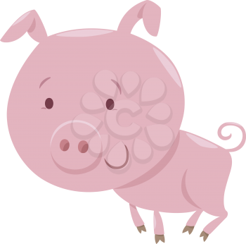 Cartoon Illustration of Pig or Piglet Farm Animal Character
