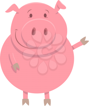 Cartoon Illustration of Cute Pig Farm Animal Character