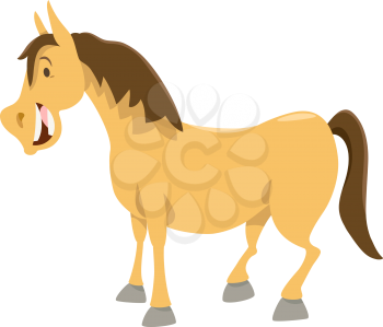 Cartoon Illustration of Funny Horse  Farm Animal Character