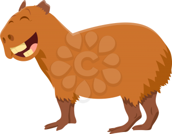 Cartoon Illustration of Funny Capybara Animal Character