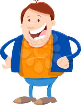 Cartoon illustration of Happy Young Man in the Jacket