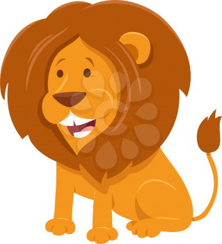 Cartoon Illustration of Funny Lion Wild Animal Character