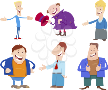 Cartoon illustration of Funny Men Characters Collection Set