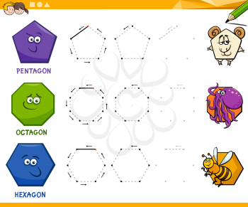 Educational Cartoon Illustration of Octagon Basic Geometric Shape for Children