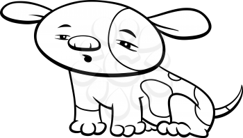 Black and White Cartoon Illustration of Cute Little Puppy or  Baby Dog Animal Character Coloring Book