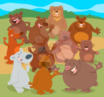 Cartoon Illustration of Comic Bears Animal Characters Group